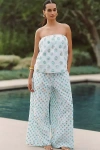 Celandine Strapless Polka Dot Top In Blue