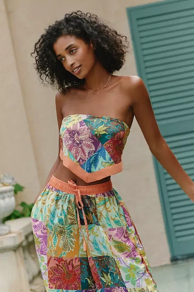 Celandine Strapless Scarf Top In Green