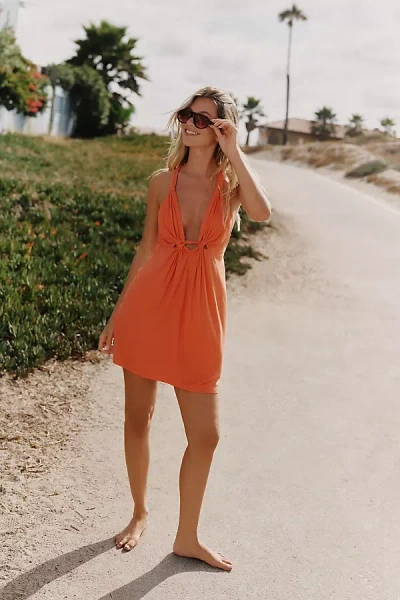 Celandine Strappy Plunge Mini Dress In Orange