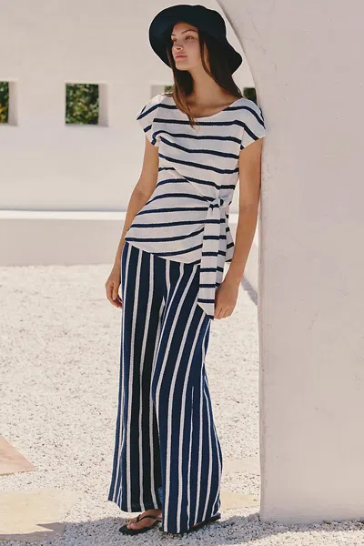 Celandine Striped Terry Pants In Blue