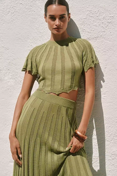 Celandine Sunray Short-sleeve Knit Top In Green