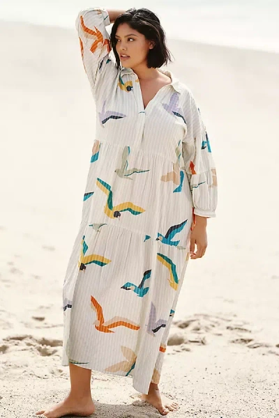 Celandine The Carolita Printed Tiered Shirt Dress By  In Green