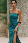 Celandine The Gabbie Strapless Ruched Tube Dress By  In Blue