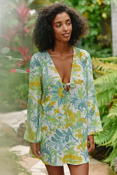 Celandine Tie-front Mini Dress In Animal Print