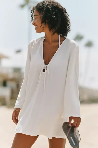 Celandine Tie-front Mini Dress In White