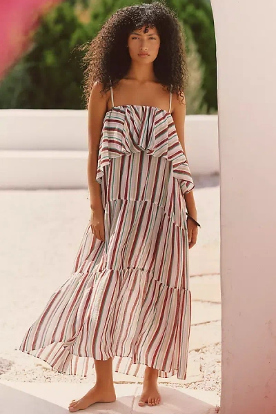 Celandine Tiered Midi Dress In Gray