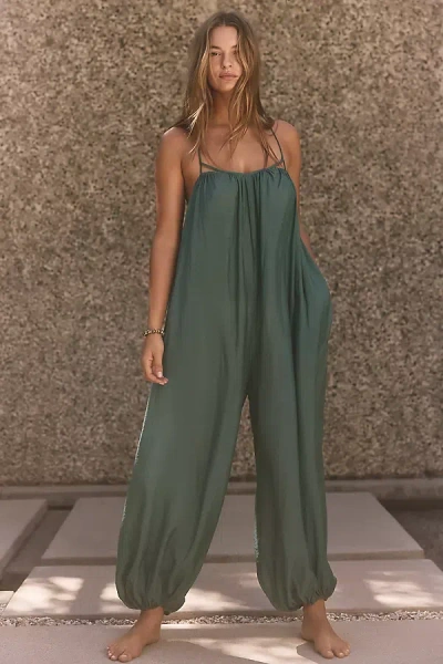 Celandine Tie-strap Balloon Jumpsuit In Green