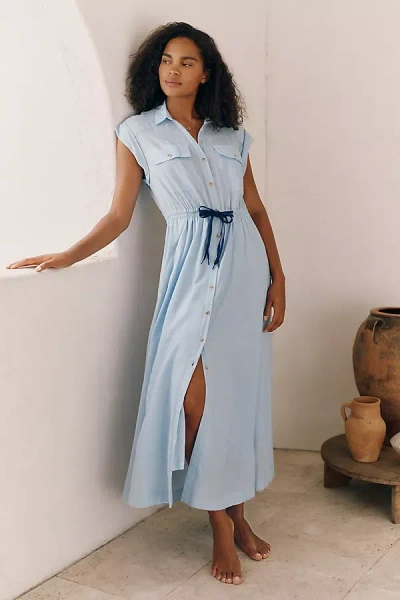Celandine Tie-waist Shirt Dress In Blue