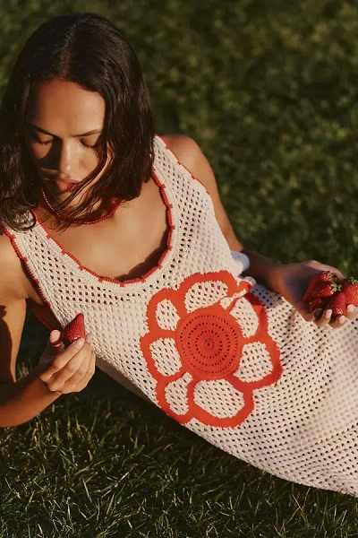 Celandine Tropicana Crochet Mini Dress In White