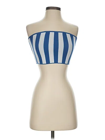 Pre-owned Celandine Tube Top Blue Strapless Neckline Tops