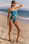 Celandine X Claire Colin Ruched One-piece Swimsuit In Green