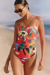 Celandine X Claire Colin Ruched One-piece Swimsuit In Orange