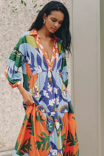 Celandine X Claire Johnson Carolita Maxi Dress In Blue
