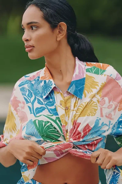 Celandine X Grace Gillespie Linen-blend Buttondown Shirt In Multi