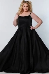 Celebrations By Sydneys Closet Celebrations By Sydney's Closet Scoop Neck Spaghetti Strap Plus Size A-line Gown In Black