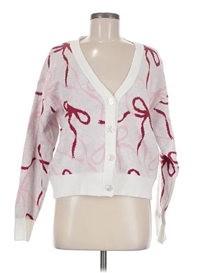 Pre-owned Celebrity Pink Cardigan Sweater In White