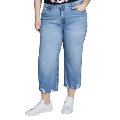 Celebrity Pink High Rise Wide Leg Cropped Jeans In Blue