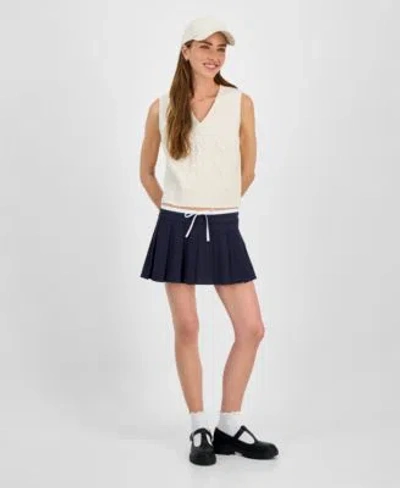 Celebrity Pink Hooked Up By Iot Juniors Cable Knit Sweater Vest  Juniors Pleated Skort