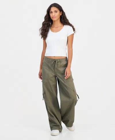 Celebrity Pink Juniors' Butter Twill Wide-leg Cargo Pants In Green