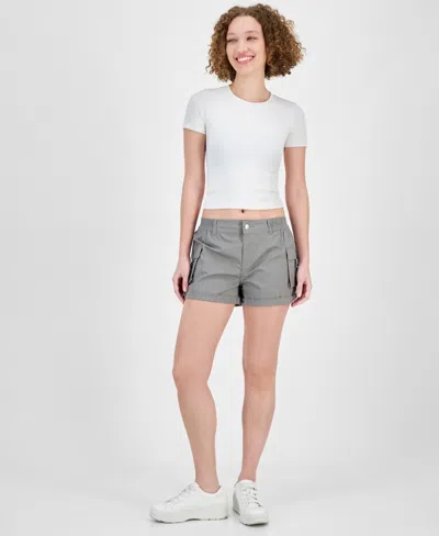 Celebrity Pink Juniors' Cargo Cuffed Shorts In Grey Hawk