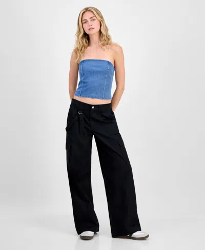 Celebrity Pink Juniors' Cargo Strap Wide-leg Pants