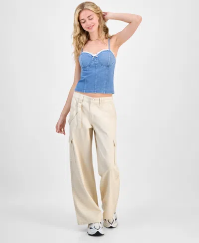 Celebrity Pink Juniors' Cargo Strap Wide-leg Pants