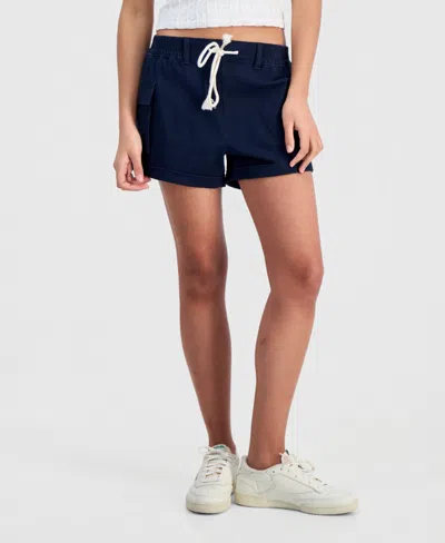 Celebrity Pink Juniors' Cargo-pocket Drawstring Shorts In Blue