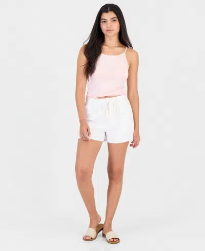 Celebrity Pink Juniors' Cotton Bow-embroidered Drawstring Shorts In Black