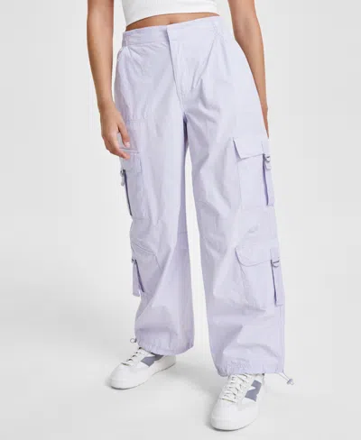 Celebrity Pink Juniors' Cotton High-rise Baggy Cargo Pants In Sleet
