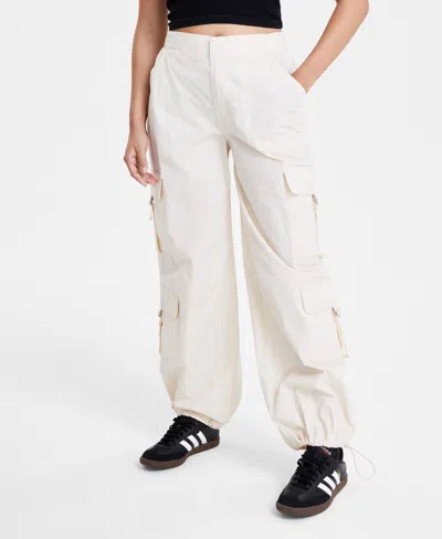 Celebrity Pink Juniors' Cotton High-rise Baggy Cargo Pants In Bone