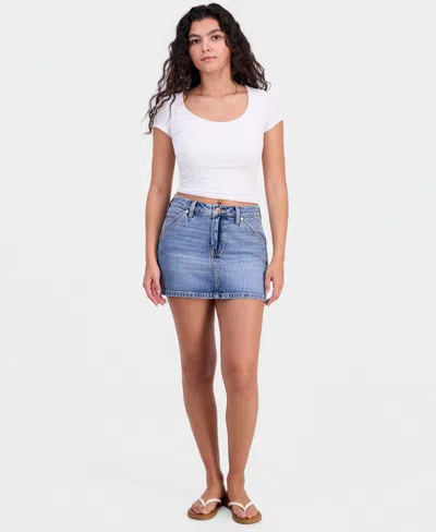 Celebrity Pink Juniors' Denim Utility Mini Skirt In Blue