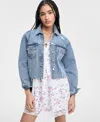 Celebrity Pink Juniors' Distressed Button-front Denim Jacket In Clap Track