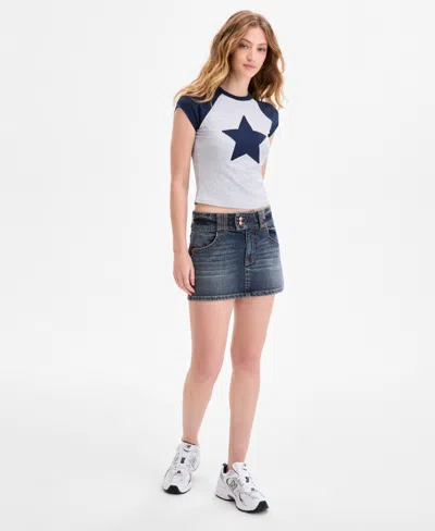 Celebrity Pink Juniors' Double-button Denim Mini Skirt