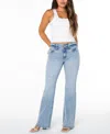 Celebrity Pink Juniors' Double-button Distressed Bootcut Jeans In Blue