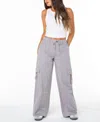 Celebrity Pink Juniors' Drawstring Cargo Utility Pants In Gray