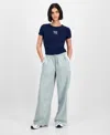 Celebrity Pink Juniors' Drawstring Side-stripe Track Pants