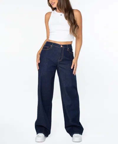 Celebrity Pink Juniors' Elastic-back Wide-leg Jeans In Blue