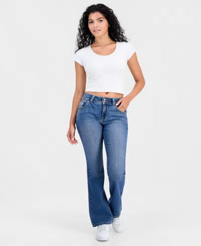 Celebrity Pink Juniors' Embroidered Flap-pocket Flare-leg Jeans In Multi