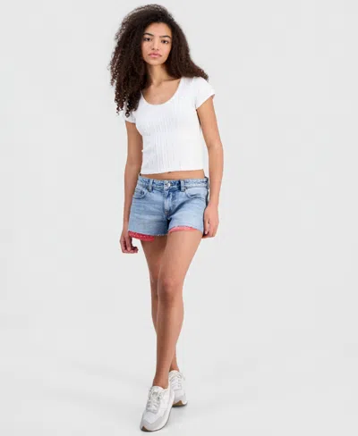 Celebrity Pink Juniors' Exposed Bandana-pocket Denim Shorts In Blue