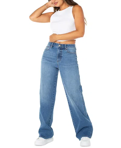 Celebrity Pink Juniors' High Rise Baggy Wide-leg Curvy Jeans In Blue