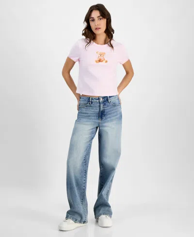 Celebrity Pink Juniors' High Rise Baggy Wide-leg Curvy Jeans In Clap Track
