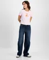 Celebrity Pink Juniors' High Rise Baggy Wide-leg Curvy Jeans In Zelda