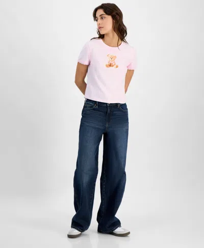 Celebrity Pink Juniors' High Rise Baggy Wide-leg Curvy Jeans In Zelda