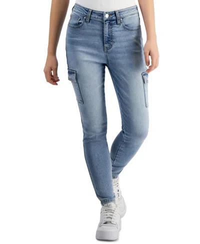 Celebrity Pink Juniors' High-rise Skinny Cargo Jeans In Light Wash