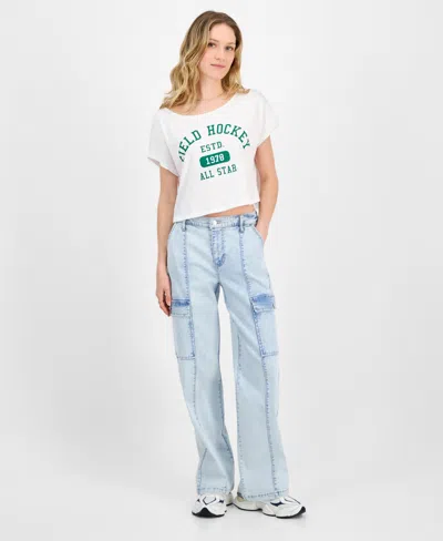 Celebrity Pink Juniors' High Rise Wide Leg Cargo Jeans In Mega Media