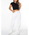 Celebrity Pink Juniors' High-rise Wide-leg Jeans In White