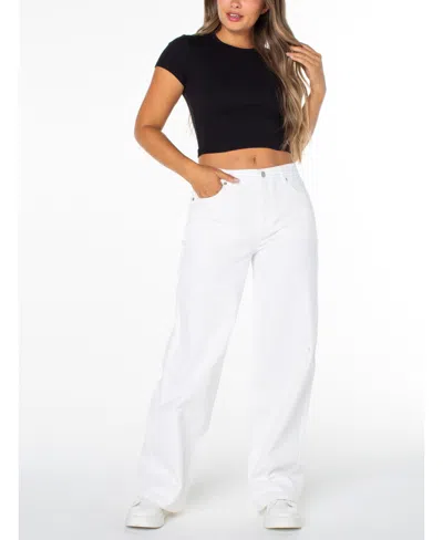 Celebrity Pink Juniors' High-rise Wide-leg Jeans In White