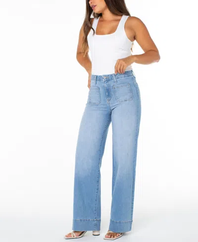 Celebrity Pink Juniors' High-rise Wide-leg Patch-pocket Jeans In Blue