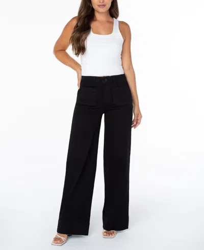 Celebrity Pink Juniors' High-rise Patch-pocket Wide-leg Jeans In Black