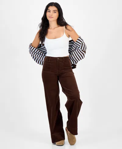 Celebrity Pink Juniors' High-rise Wide-leg Corduroy Jeans In Brown